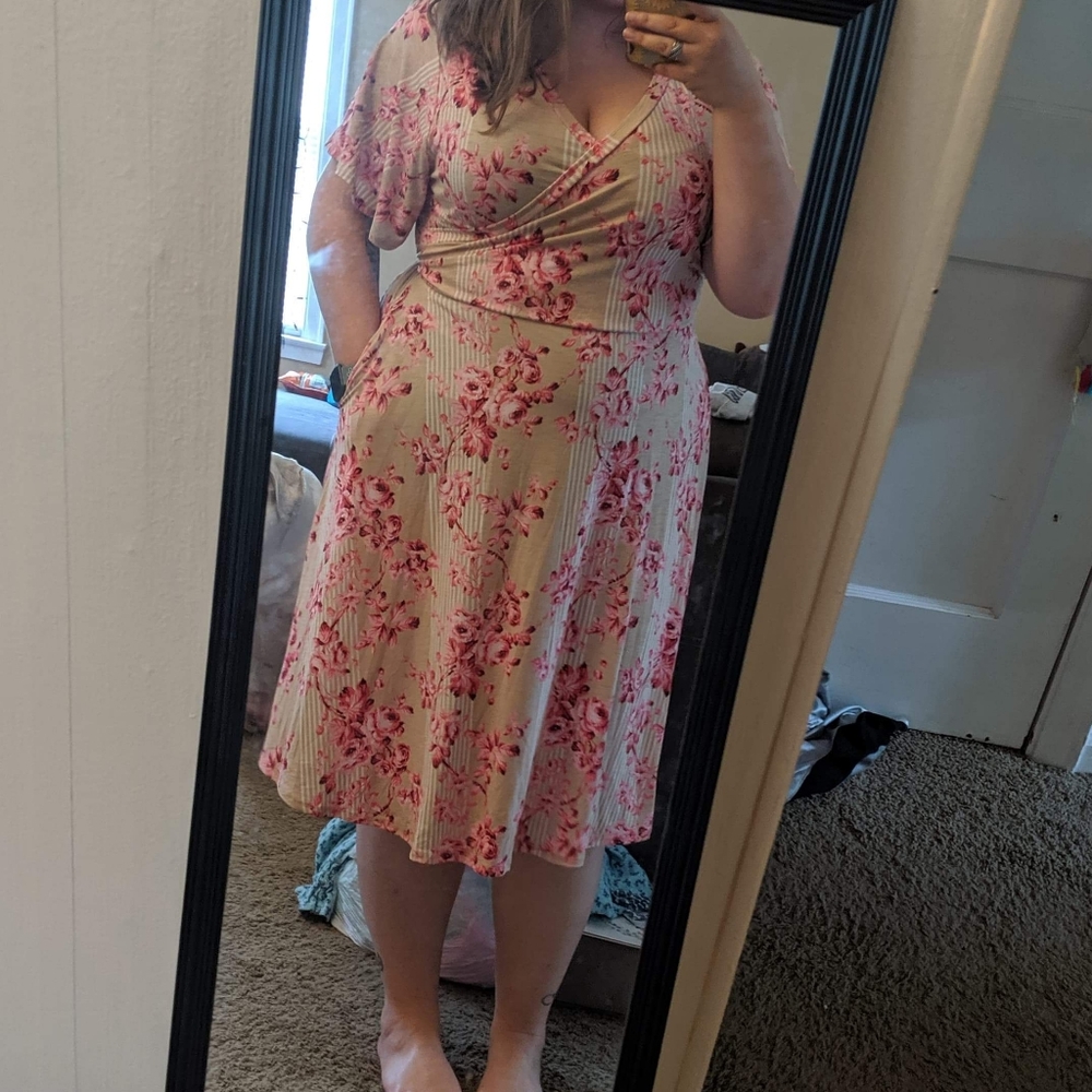 Floral tan dress